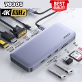 Ugreen 70305 cáp chuyển đổi USB Type C (11 in 1) to HDMI VGA, Displayport, USB 3.0, đọc thẻ SD/TF hỗ trợ sạc USB C 
