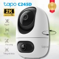 Camera Wifi ống kính kép 2K Tapo C245D Phát hiện người, xe, thú cưng, Đàm thoại 2 chiều, Hồng ngoại 12m 