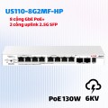 Bộ Chia Mạng PoE Cloud H3C Aolynk US110-8G2MF-HP 10 Cổng, Quang 2.5Gbps, Quản Lý App, PoE 130W