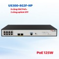 Switch PoE+ Managed Layer 2 10 cổng H3C Aolynk US300-8G2F-HP - 8 cổng GbE PoE+, 2 cổng uplink SFP, Công suất PoE 125W