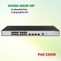 Bộ Chia Mạng PoE Cloud 20 Cổng H3C US300-16G4F-HP - 16 cổng Gigabit PoE+, 4 cổng SFP, Tổng PoE 250W, Quản Lý Cloud
