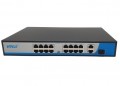 Switch PoE 19 Port HRUI HR901-AF-1621GS  tốc độ 10/100M, 2 Uplink, 1 SFP, công suất tổng 300W, Led hiển thị