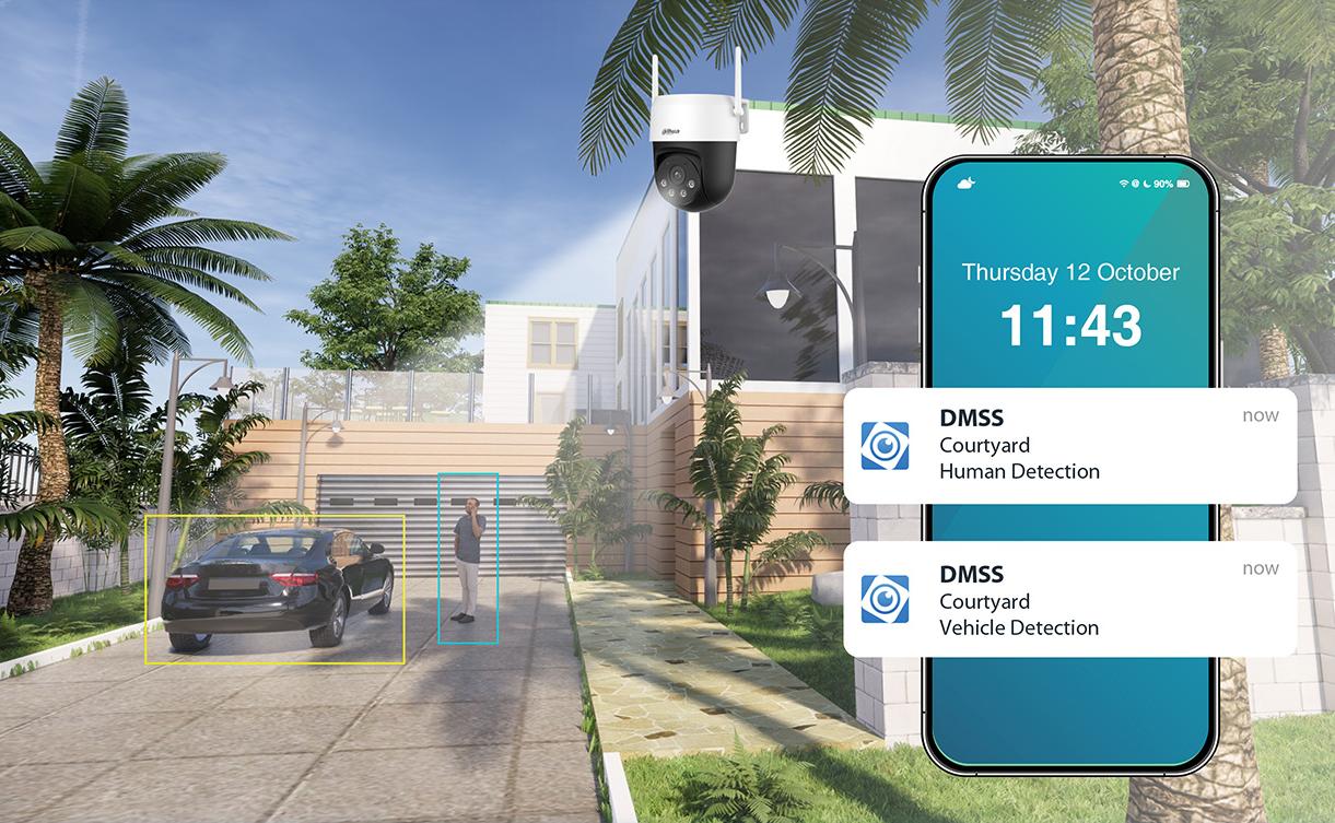 Camera WiFi Dahua DH-P5AS-PV 5MP Phát hiện người/xe, Đàm thoại 2 chiều, Tích hợp cảnh báo đèn & loa, Chuẩn IP66