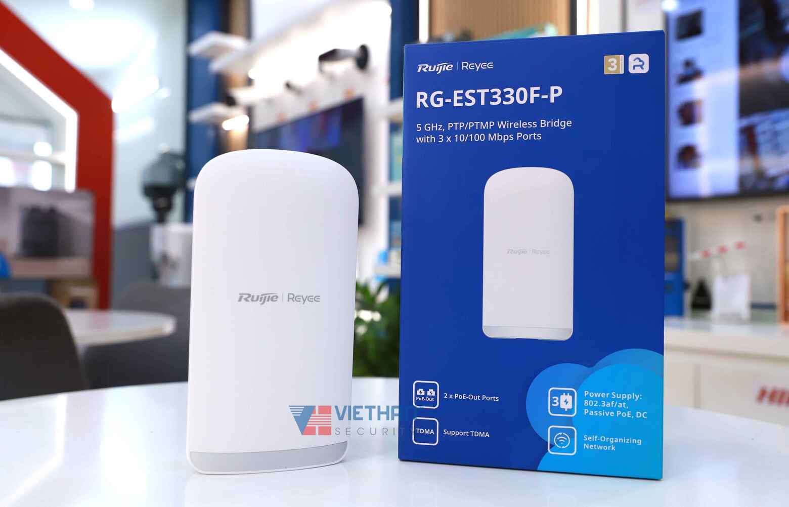 Bộ thu phát sóng wifi 3km Ruijie RG-EST330F-P  Tốc độ 867Mbps, 2 Cổng PoE Out
