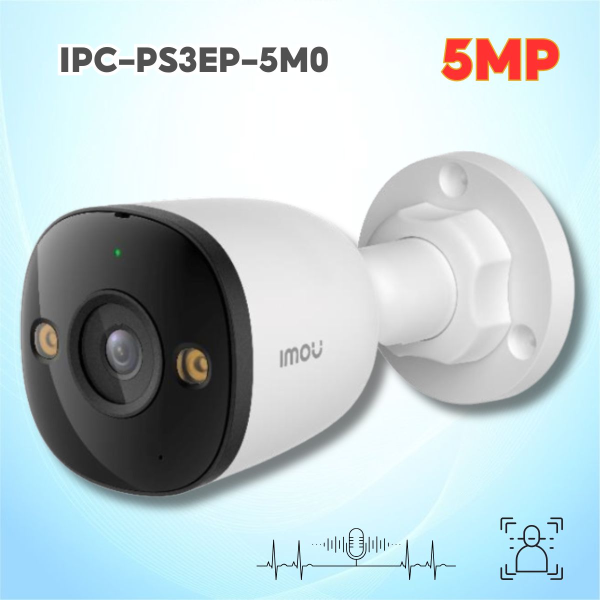 Camera Imou IPC-PS3EP-5M0 5MP, Phát hiện chuyển động, người và xe, Đàm thoại 2 chiều, DC12V/1A (PoE)