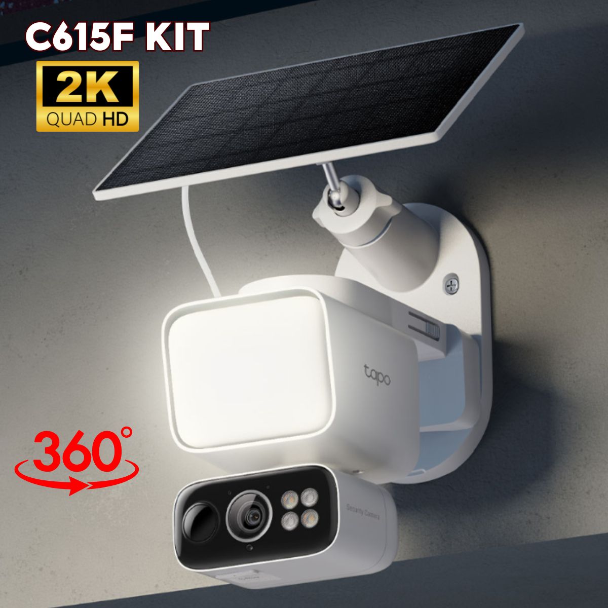 Bộ Kit Camera dùng Pin NLMT Tapo C615F 2K Quay quét 360°, Tích hợp đèn pha 800LM, Hỗ trợ thẻ nhớ lên tới 512GB