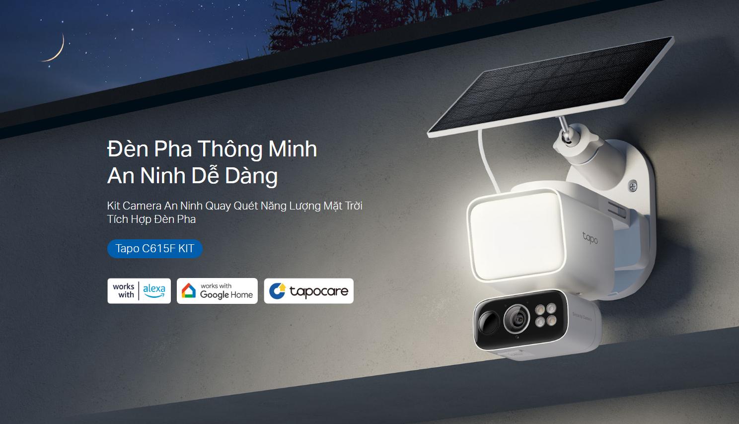 Bộ Kit Camera dùng Pin NLMT Tapo C615F 2K Quay quét 360°, Tích hợp đèn pha 800LM, Hỗ trợ thẻ nhớ lên tới 512GB