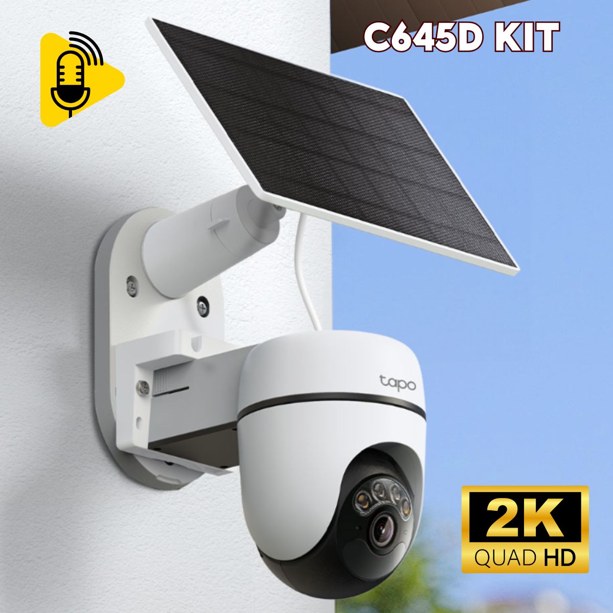 Bộ Kit Camera Năng lượng mặt trời Tapo C610 Kit 2K 3MP Cảnh báo đèn & còi, Âm thanh 2 chiều, IR 10m, Pin 6700mAh
