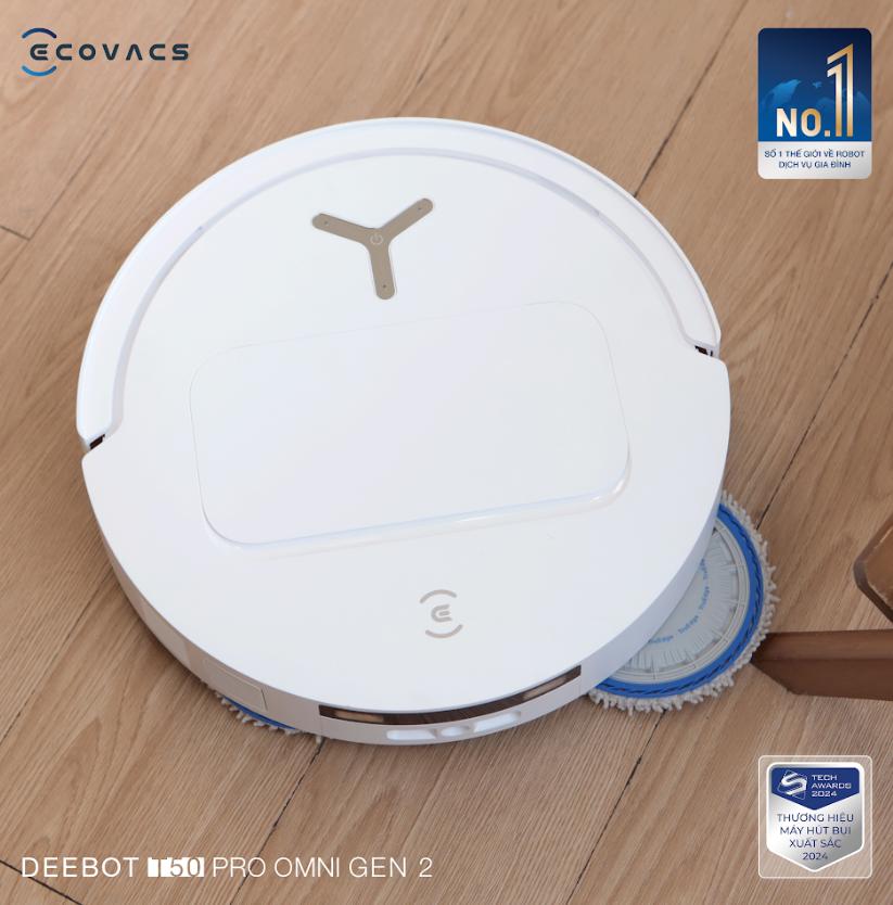 Robot hút bụi lau nhà Ecovacs Deebot T50 Pro Gen 2 Lực hút 21.000Pa, Điều khiển bằng giọng nói, Sạc nhanh, Công nghệ AIVI 3D 3.0