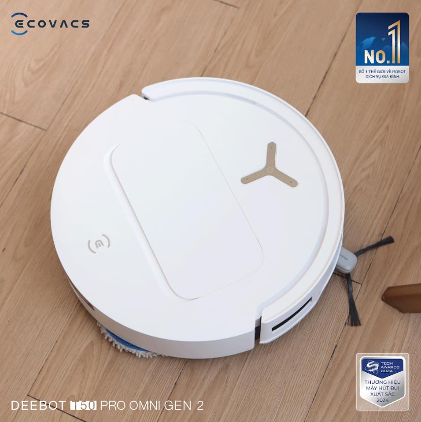 Robot hút bụi lau nhà Ecovacs Deebot T50 Pro Gen 2 Lực hút 21.000Pa, Điều khiển bằng giọng nói, Sạc nhanh, Công nghệ AIVI 3D 3.0