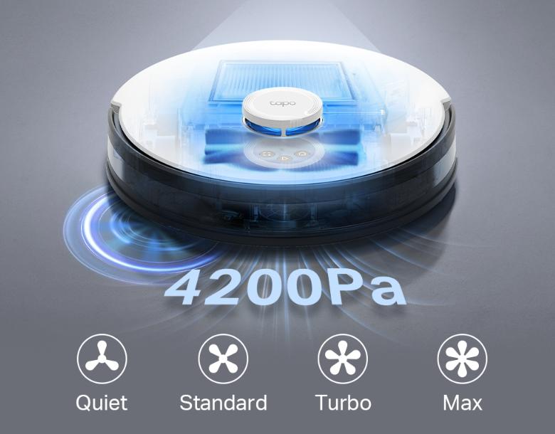 Robot hút bụi lau nhà 2-Trong-1 Tapo RV30C Mop Lực hút 4200Pa, Điều hướng LiDAR & Gyro, Pin 3 Giờ liên tụ,Tự động sạc & Làm tiếp vị trí cũ