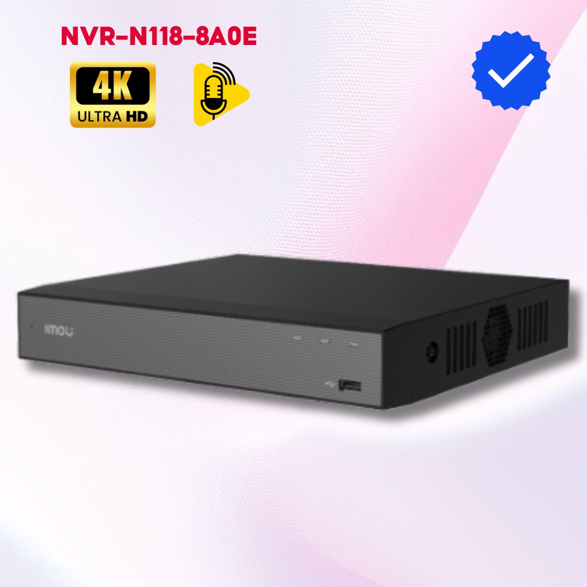 Đầu Ghi Hình 18 Kênh IMOU NVR-N118-8A0E Chuẩn 4K Siêu Nét, Phát Hiện Người & Phương Tiện, Hỗ Trợ Ổ Cứng 16TB
