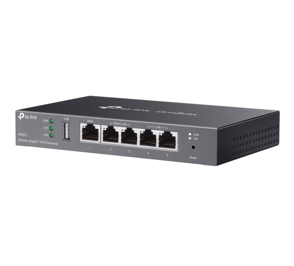 Router Cân bằng tải VPN TP-Link Omada ER605 1 WAN + 1 LAN+ 3 WAN/LAN, Hỗ Trợ 20 VPN IPsec, 25.000 Phiên Đồng ThờI