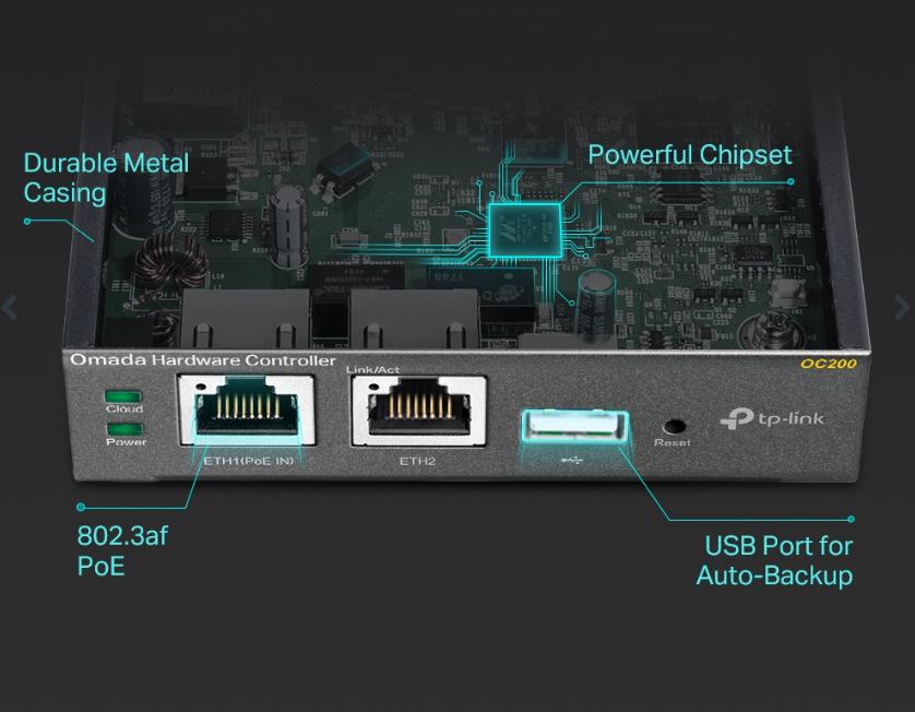 TP-Link Omada OC200 Bộ Điều Khiển Phần Cứng Quản Lý 100 Thiết bị, Tích hợp Cloud, Hỗ trợ PoE