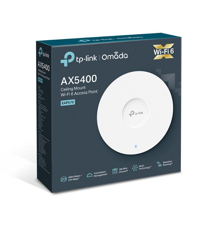 TP-Link EAP670 Bộ Phát Wi-Fi 6 Băng tần kép AX5400, Gắn trần siêu tốc 4804Mbps, Cổng LAN 2.5Gbps