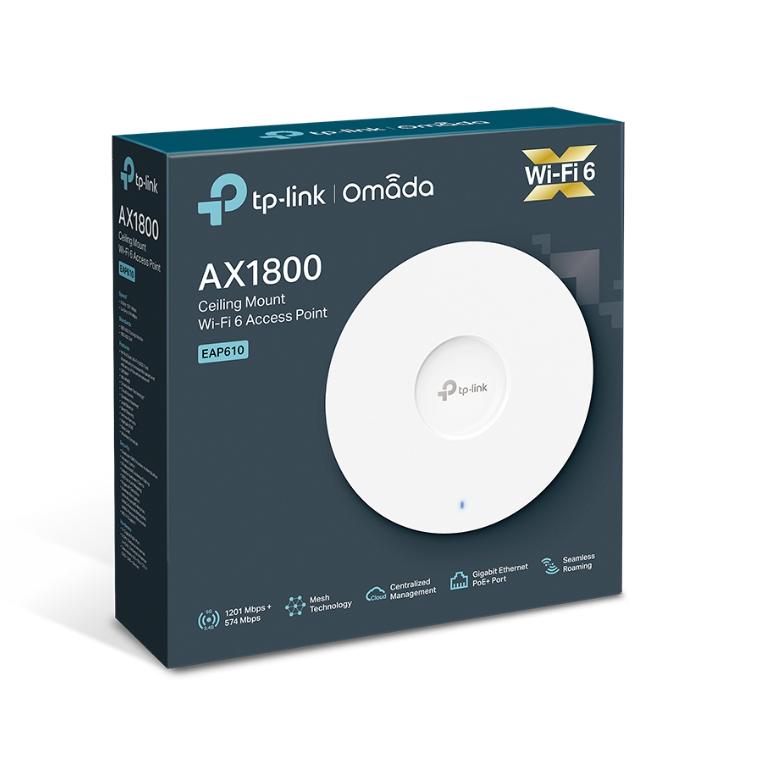 Bộ Phát Wifi 6 Băng tần kép TP-Link Omada EAP610 (AX1800), Tốc độ 1201Mpbs, MU-MIMO, Hỗ trợ công nghệ Beamforming
