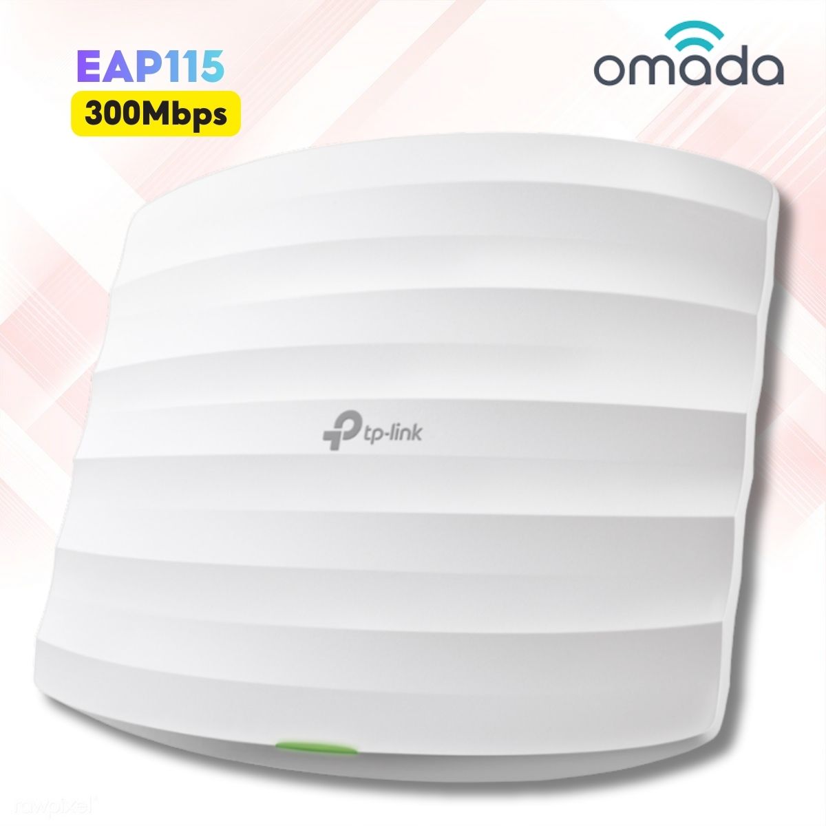 Access Point Gắn Trần Omada TP-Link EAP115 Wi-Fi 300Mbps, 1 × Cổng RJ45 10/100 Mbps, Chuẩn PoE, Quản lý qua App Omada