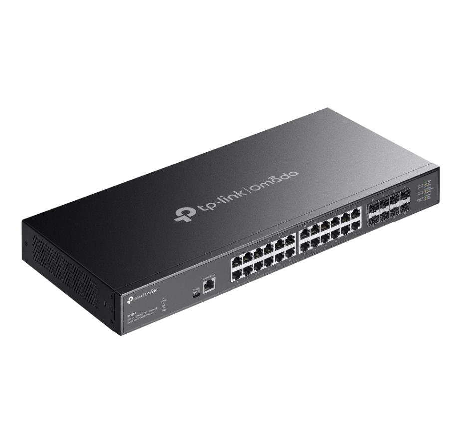 Switch 32 Cổng 10Gbps Omada SX3832 24 Cổng 10GBASE-T, 8 Khe SFP+ 10G, Băng thông 640Gbps, Quản lý tập trung Omada SDN