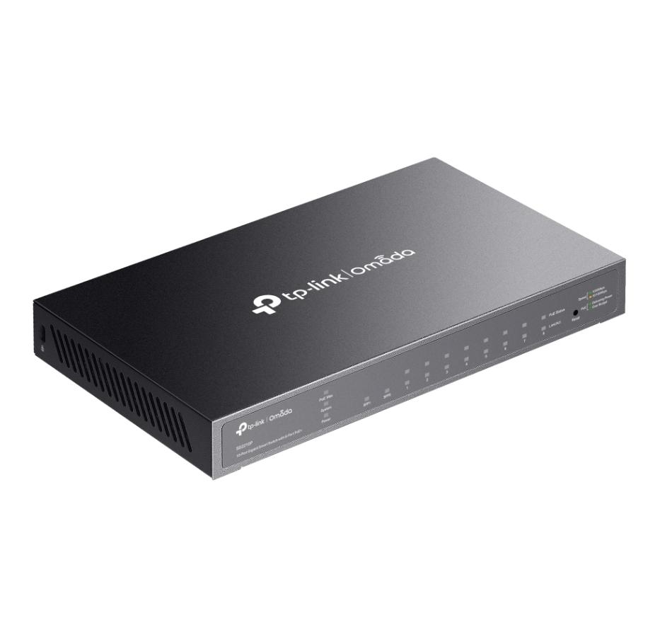Thiết bị chuyển mạch 10 Cổng Gigabit TP-Link SG2210P - 8 Cổng PoE+ 61W, 2 Khe SFP, Không quạt, Quản lý Cloud Omada SDN