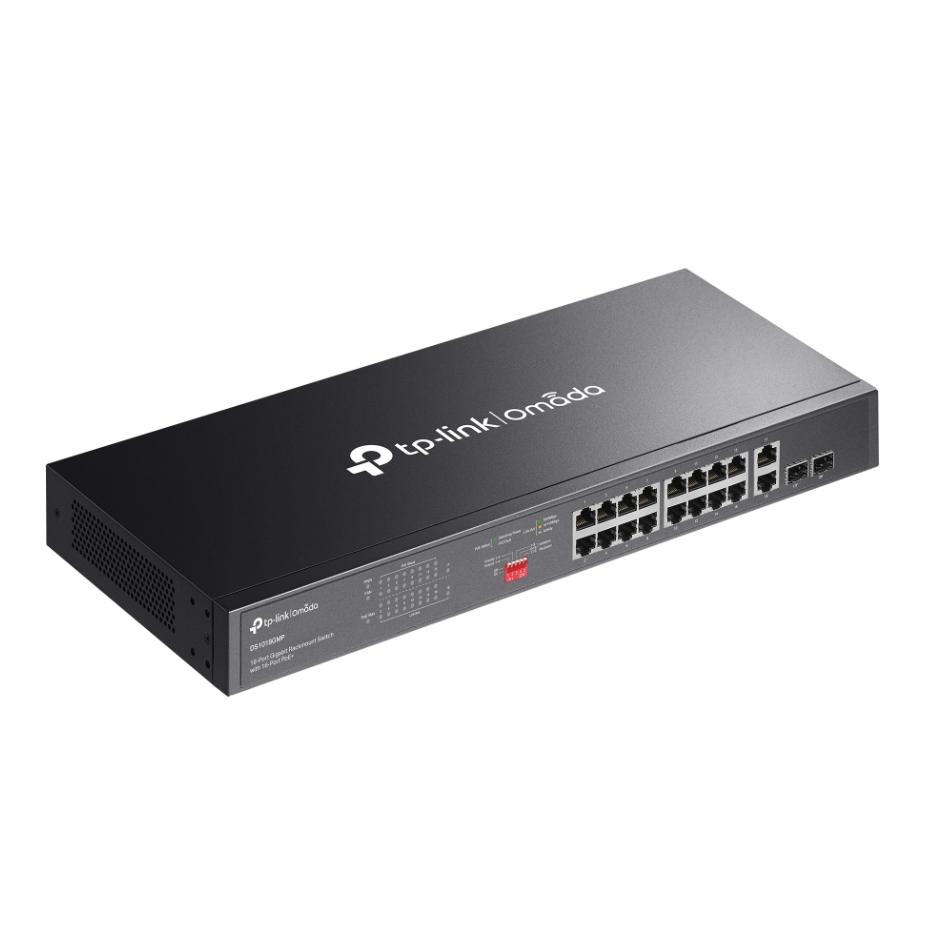 Bộ chuyển mạch 18 Cổng Gigabit Omada DS1018GMP - 16 Cổng PoE+ 250W, 2 Khe Combo SFP, Phạm vi truyền lên đến  250m