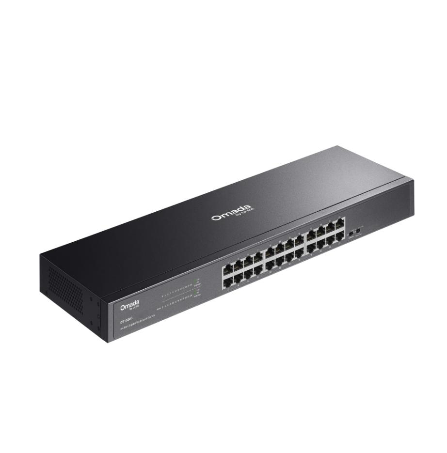 Switch 24 Cổng Gigabit Unmanaged TP-Link Omada DS1024G Full 1000Mbps, Tốc độ chuyển mạch 48Gbps, Hỗ trợ MAC