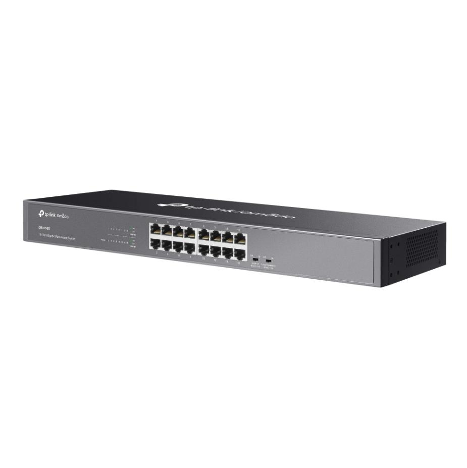 Bộ chuyển mạch 16 cổng Gigabit gắn tủ rack Omada DS1016G Vỏ thép gắn Rack 19-inch, Plug & Play
