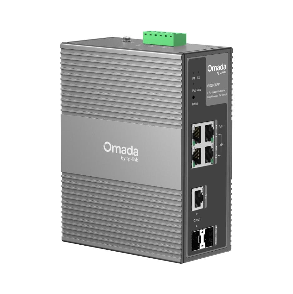 Switch Công nghiệp 4 cổng Omada IES206GPP 1 Cổng PoE++ 60W, 3 Cổng PoE+, Chịu nhiệt 75°C, Truyền 250m