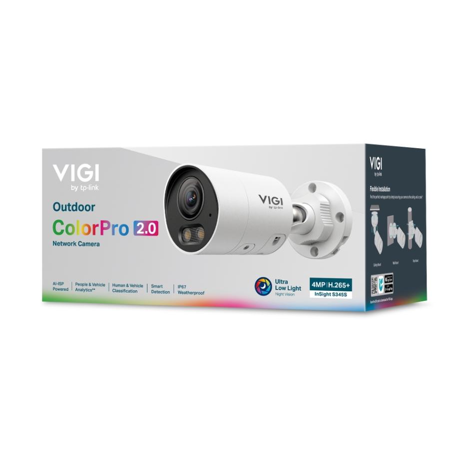 Camera ColorPro 2.0 Nhìn đêm có màu VIGI InSight S345S 4MP, Báo động I/O, Chống nước IP67, Đàm thoại 2 chiều