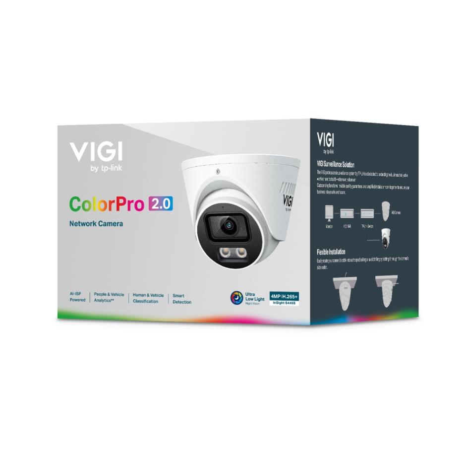 Camera Turret 4MP Ngoài trời ColorPro 2.0 VIGI InSight S445S Đàm thoại 2 chiều, Phân tích AI người & Xe, IP67, H.265+