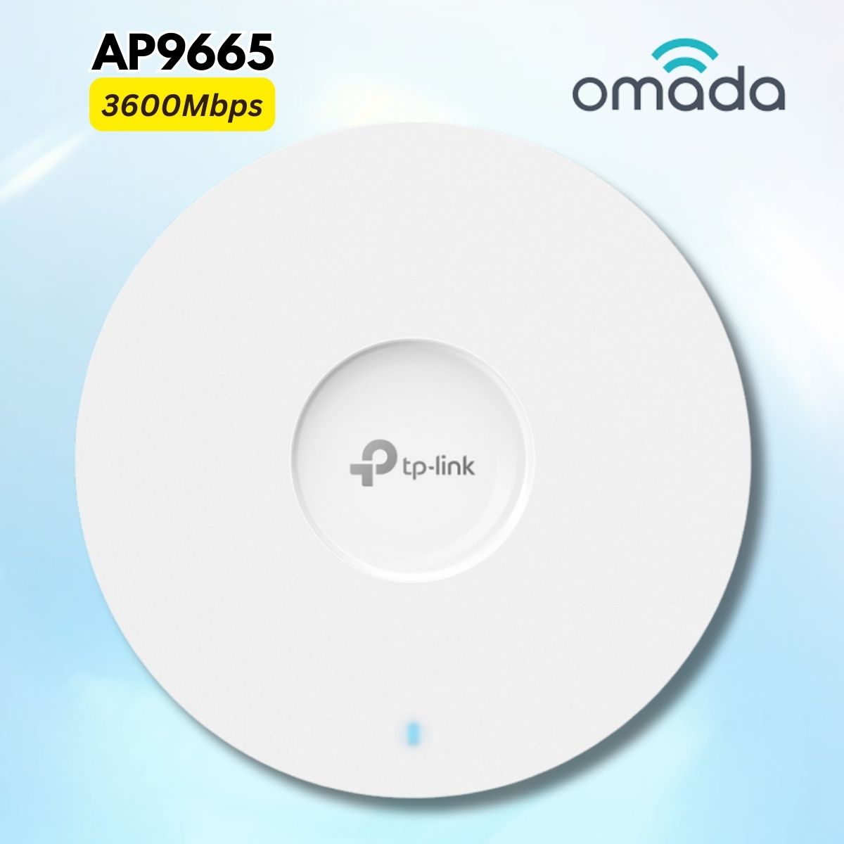 Access Point wifi 6 gắn trần Omada AP9665 AX3600, Chịu tải 1000+ Thiết bị, Tốc độ 3600Mbps, 8 Anten ngầm, Quản lý Cloud