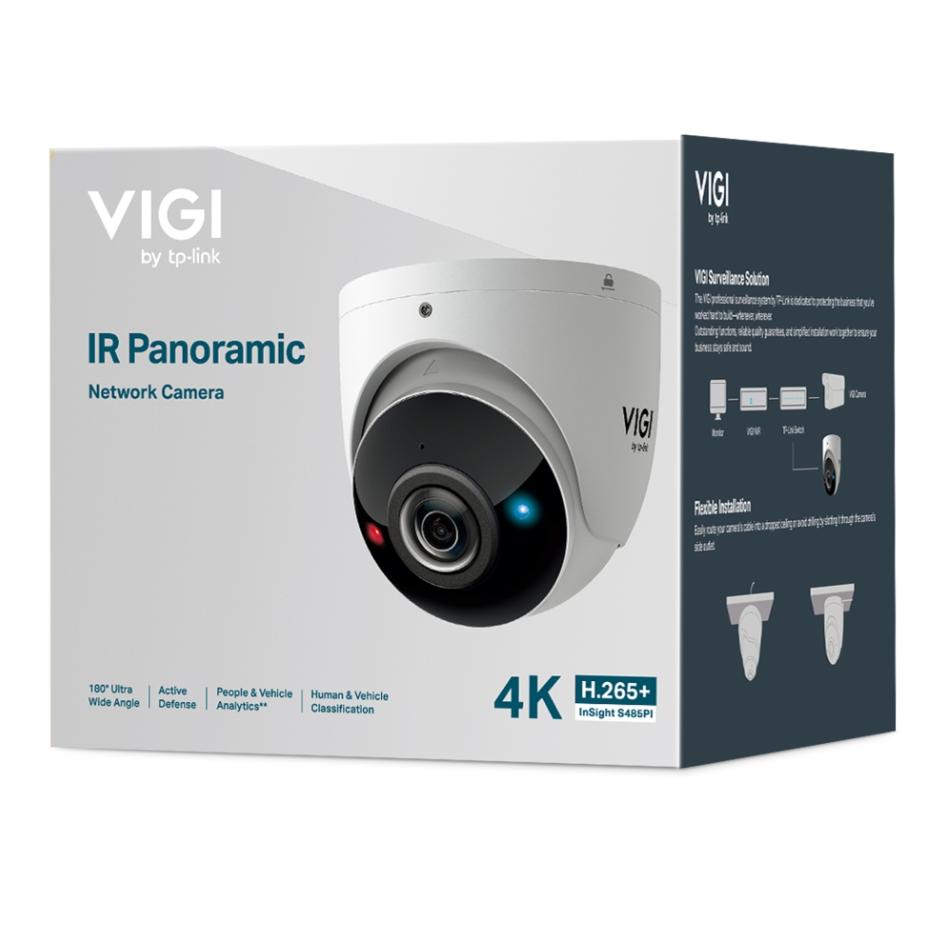 Camera Turret Hồng ngoại 8MP TP-Link VIGI InSight S485PI, Góc nhìn 180°, Cảnh báo đèn xanh & đỏ, Nhận diện Người & Xe, IR 20m