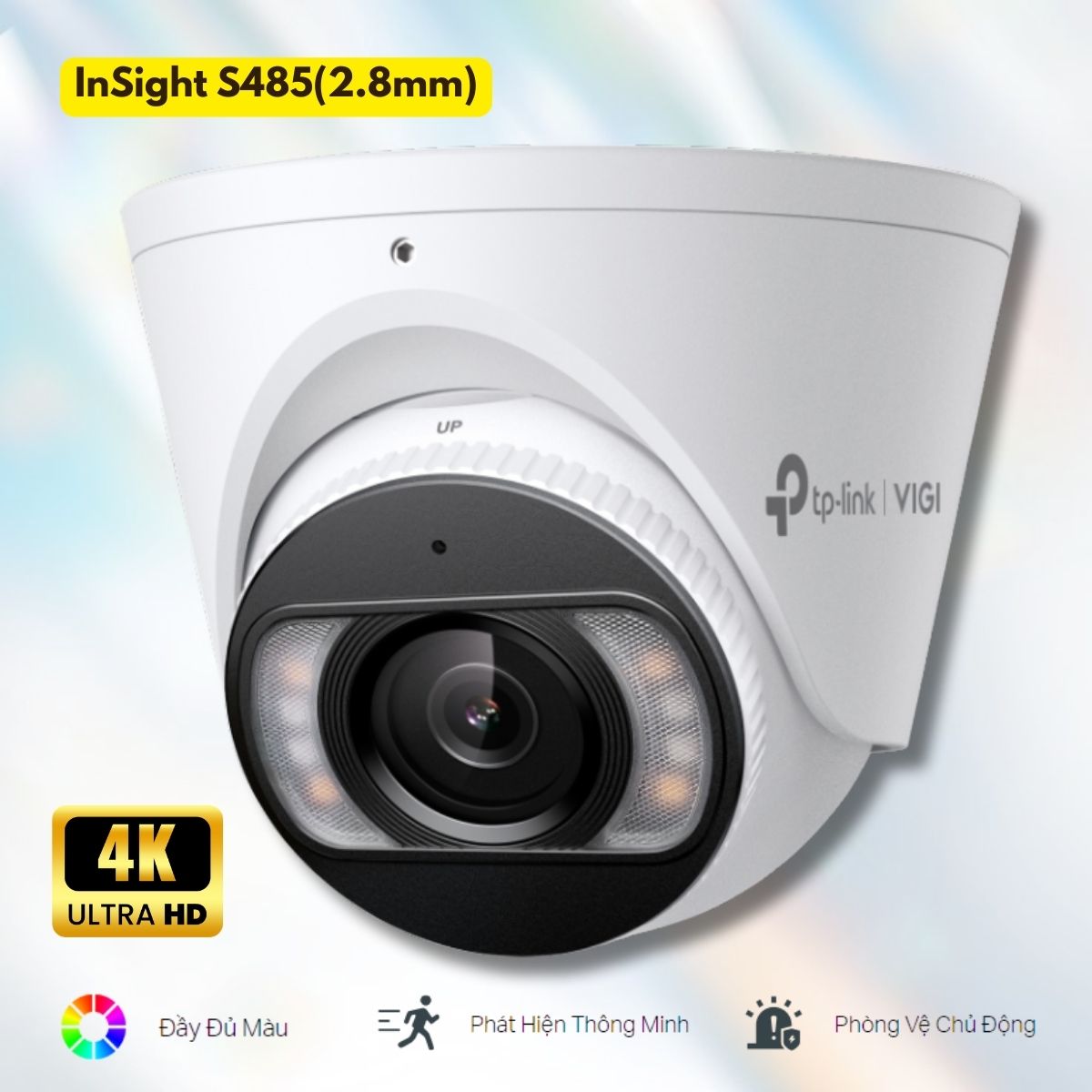 Camera Turret 4K 8MP TP-Link InSight S485(2.8mm) Ghi hình màu 24/7, Âm thanh 2 chiều, Phát hiện người & xe