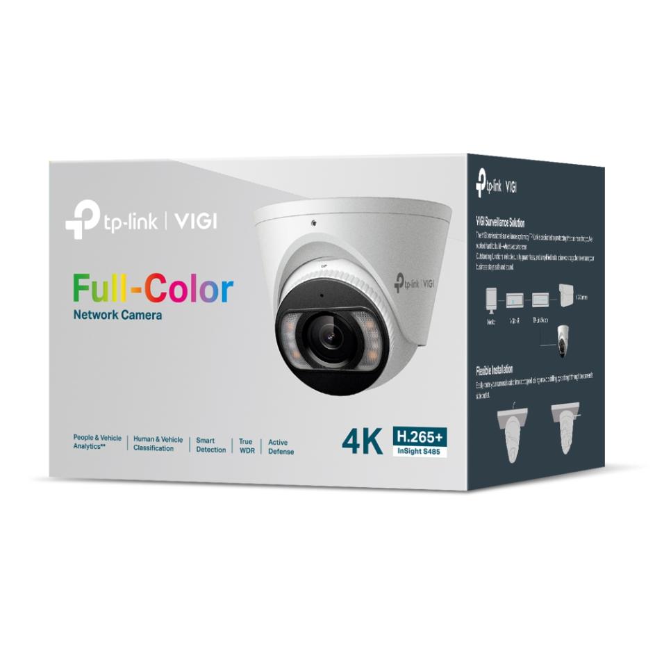 Camera Turret 4K 8MP TP-Link InSight S485(2.8mm) Ghi hình màu 24/7, Âm thanh 2 chiều, Phát hiện người & xe