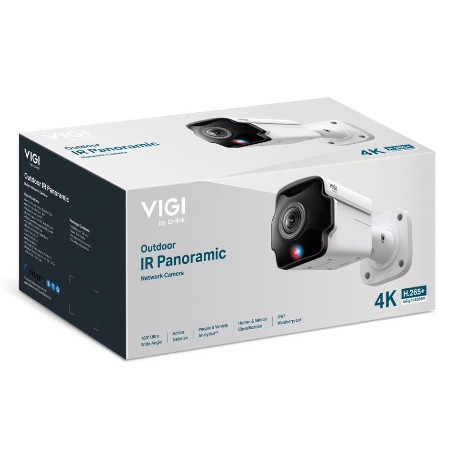 Camera Bullet Ngoài trời toàn cảnh 180° VIGI InSight S385PI 4K 8MP, Báo động đèn & còi, IR 20m, Phân loại người & xe