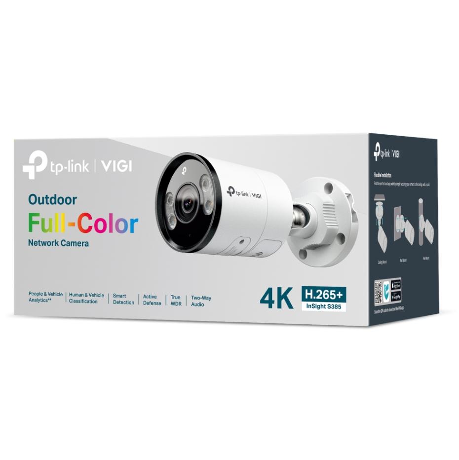 Camera VIGI InSight S3854mm) 8MP Ống kính bắt cận, Full-Color, Nhìn đêm 30m, Đàm thoại 2 chiều, IP67, H.265+