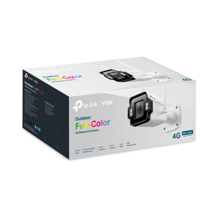 Camera 4G có màu ban đêm VIGI InSight S345-4G 4MP, 3 Cổng LAN, Âm thanh 2 chiều, Nhận diện người & xe, H.265+