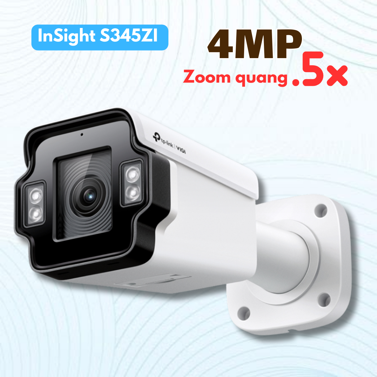 Camera cố định ngoài trời VIGI InSight S345ZI 4MP Zoom Quang 5x, Ống kính Varifocal 2.7-13.5mm, IR 60m, IK10 & IP67