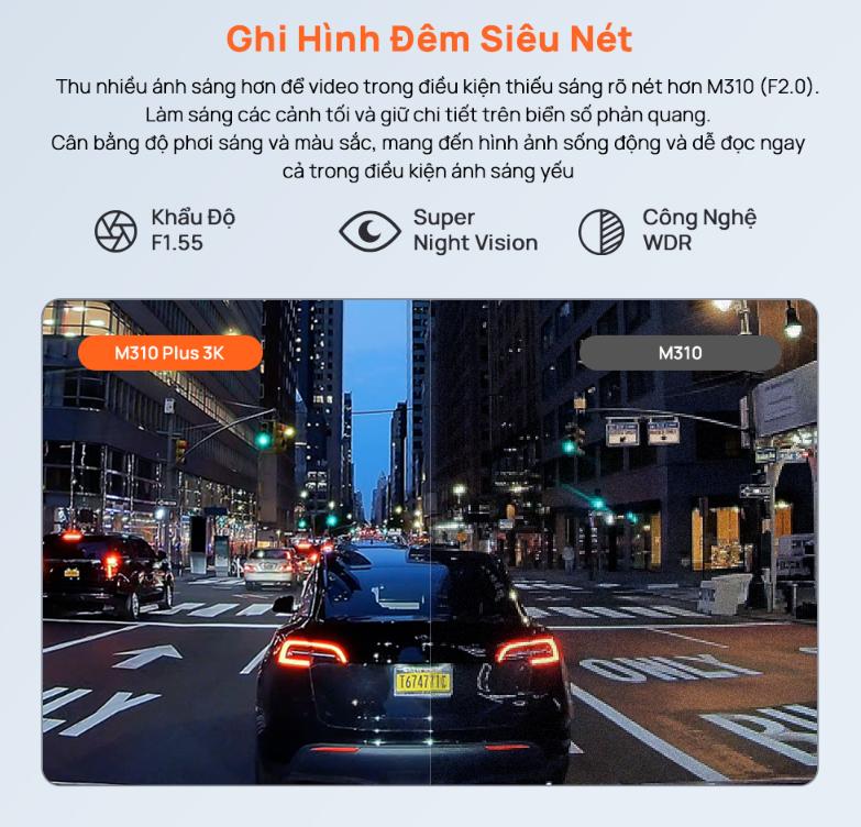  Camera hành trình 70mai M310 Plus 3K, Quay quét 360°, Giám sát đỗ xe 24H, Hỗ trợ Super Night Vision