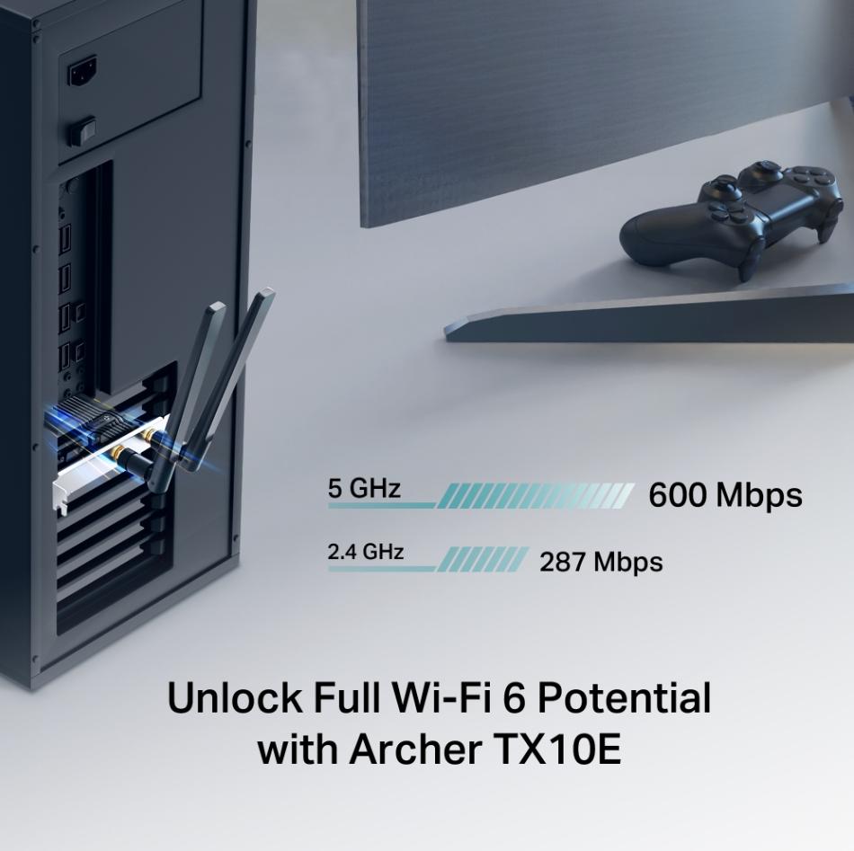 Bộ Chuyển Đổi WiFi 6 Băng Tần Kép TP-Link Archer TX10E Chuẩn AX900,Bluetooth 5.3, Hỗ Trợ MU-MIMO & OFDMA