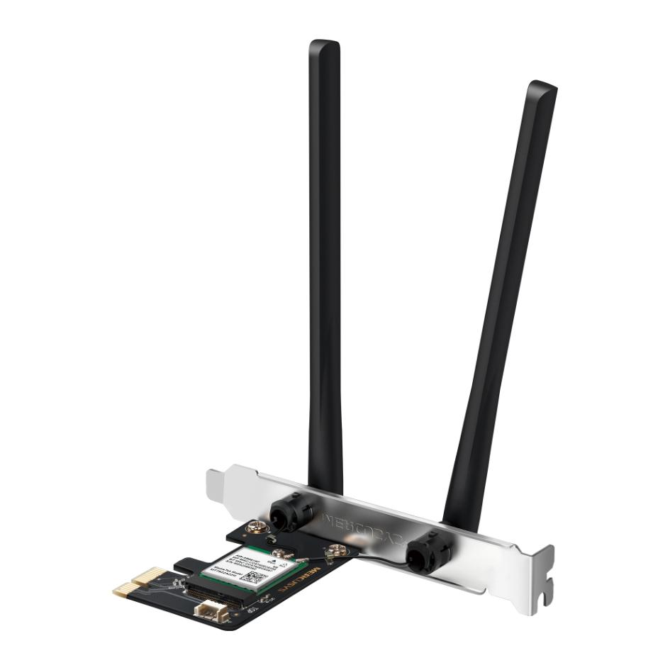 Card Wi-Fi 6 Bluetooth 5.3 PCIe Mercusys MA80XE Chuẩn AX3000, Hỗ Trợ Băng Thông HE160, Băng Tần Kép 2402Mbps, Có MU-MIMO