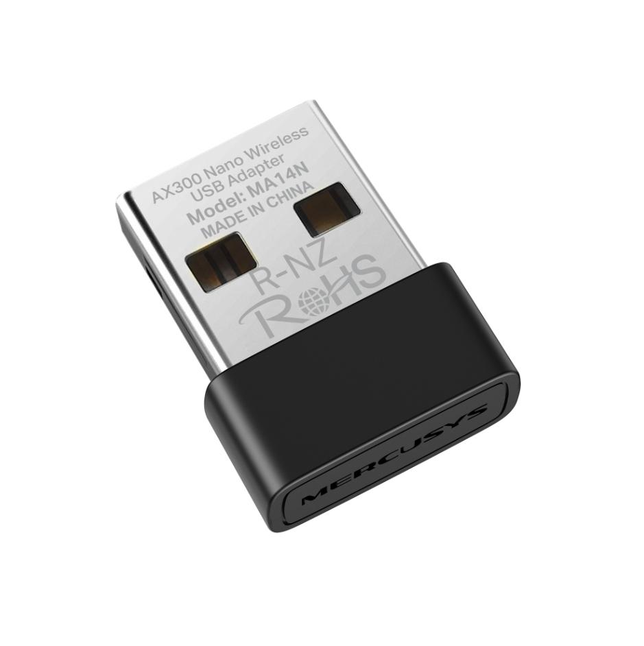 USB Thu Wi-Fi 6 Nano Mercusys MA14N Chuẩn AX300, Tốc Độ 287Mbps,Ăng-ten ngầm tích hợp Bảo mật WPA2, WPA3