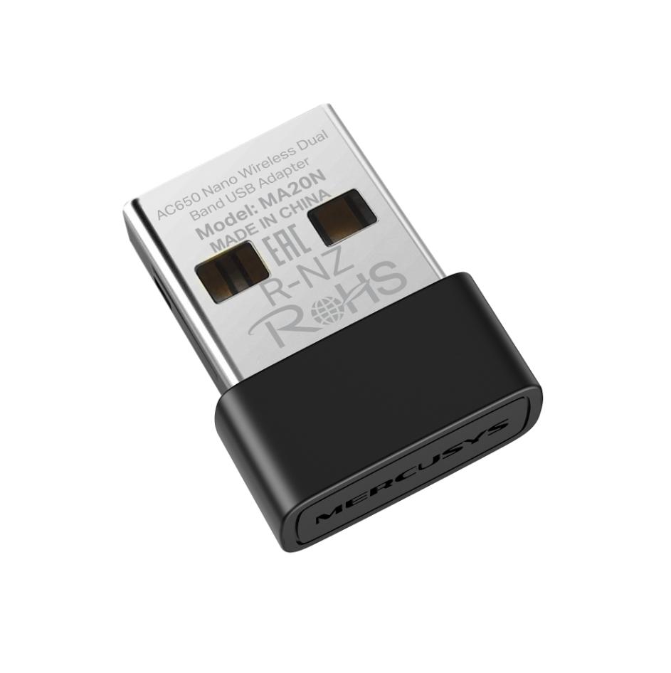 Bộ Thu Wi-Fi USB AC1300 Mercusys MA20N Tốc Độ 6Mbps, Ăng-ten bên trong, MU-MIMO, Hỗ trợ bảo mật WPA3