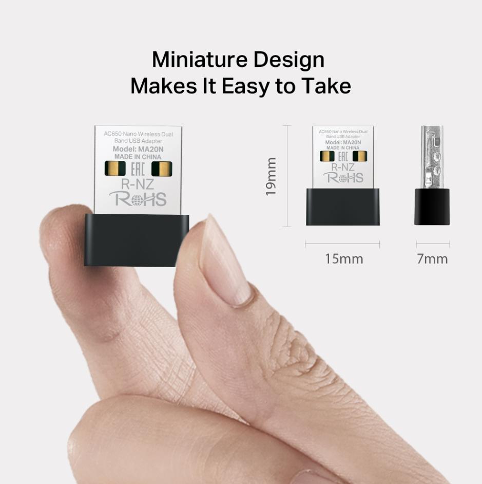 Bộ Thu Wi-Fi USB AC1300 Mercusys MA20N Tốc Độ 6Mbps, Ăng-ten bên trong, MU-MIMO, Hỗ trợ bảo mật WPA3