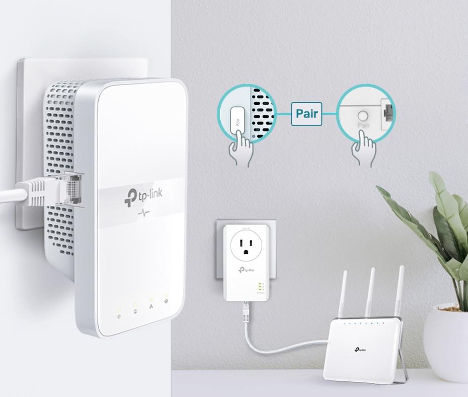 Bộ Wi-Fi Powerline ac AV1000 Gigabit Passthrough TP-Link TL-WPA7617 KIT Wi-Fi băng tần kép AC1200, Tốc độ lên đến 1000Mbps, Khoảng cách truyền 300m