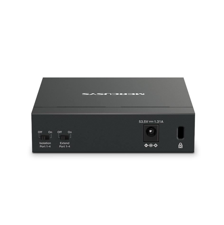 Switch để bàn 5 Cổng Full Gigabi Mercusys MS105GP - 4 Cổng PoE+ 65W, Tốc độ 1000 Mbps, Khoảng cách truyền 250m