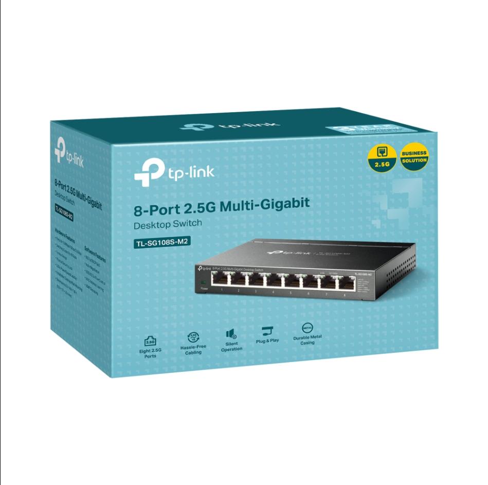 Bộ chuyển mạch để bàn 8 cổng 2.5G Multi Gigabit TP-Link TL-SG108S-M2, Tốc độ 100Mbps / 1Gbps / 2.5Gbps, Cắm và chạy