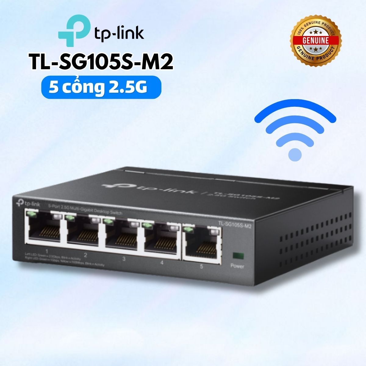 Switch 5 Cổng 2.5G TP-Link TL-SG105S-M2, Hỗ trợ Auto-Negotiation, Plug & Play, Để bàn hoặc gắn tường