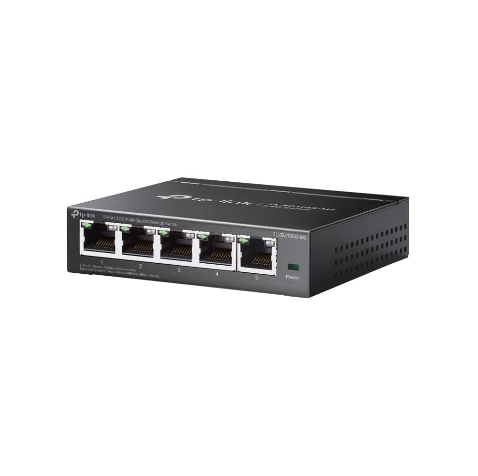 Switch 5 Cổng 2.5G TP-Link TL-SG105S-M2, Hỗ trợ Auto-Negotiation, Plug & Play, Để bàn hoặc gắn tường
