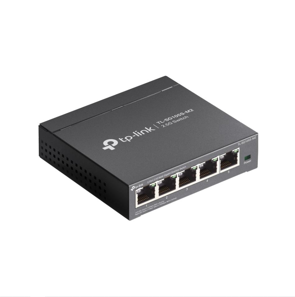Switch 5 Cổng 2.5G TP-Link TL-SG105S-M2, Hỗ trợ Auto-Negotiation, Plug & Play, Để bàn hoặc gắn tường