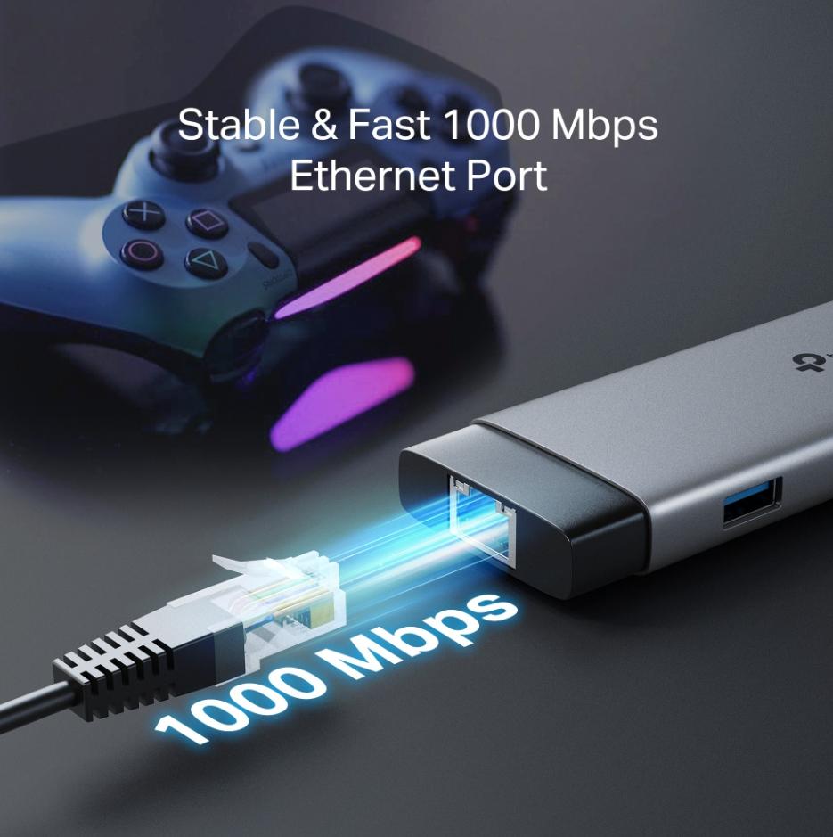 Bộ chuyển đổi Type-C  9 trong 1 TP-Link UH9120C Sạc nhanh 100W, Tốc độ 5 Gbps, UH9120C HDMI 4K, LAN Gigabit, Đọc Thẻ SD/TF
